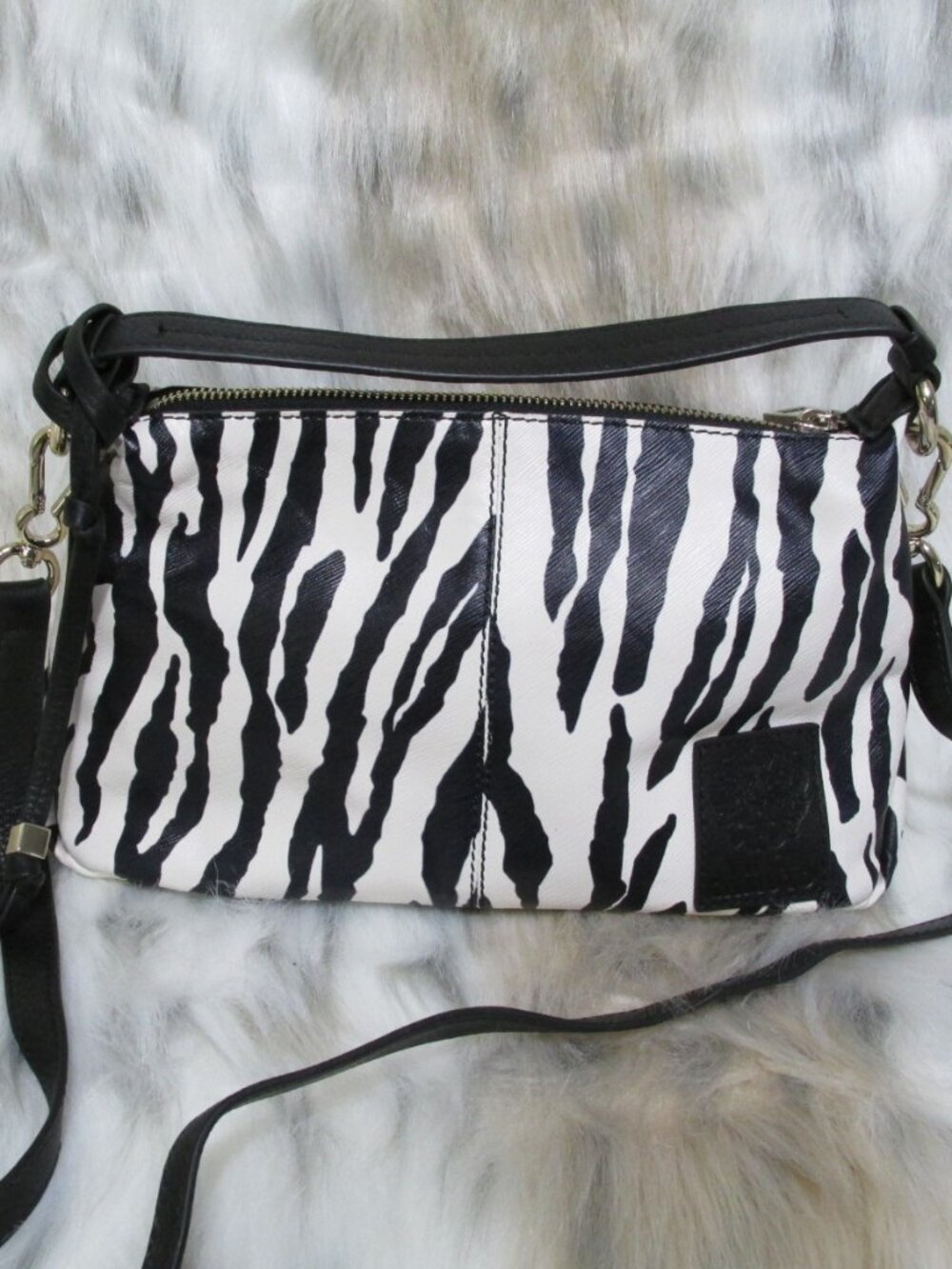 P3133-Vince Camuto Corin Zebra Print Leather Shoulder/Crossbody Bag